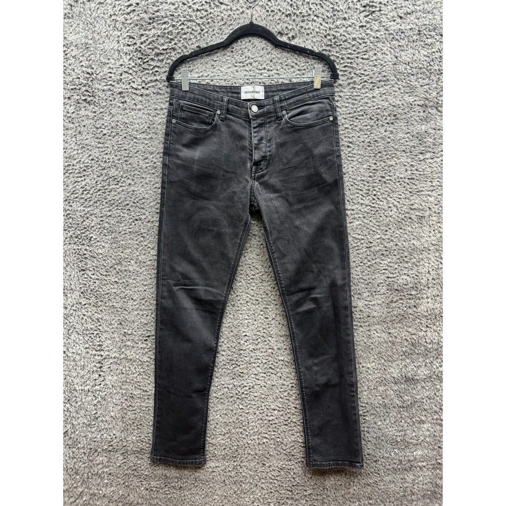 Zaldig & Voltaire Slim Fit Button-Fly Skinny Denim Jeans Dark Gray Mens Size 30